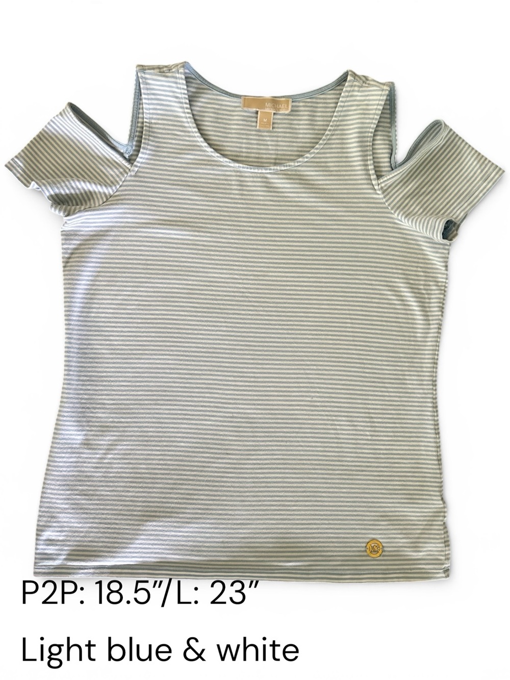 Michael Kors Light Blue Cold-Shoulder Top